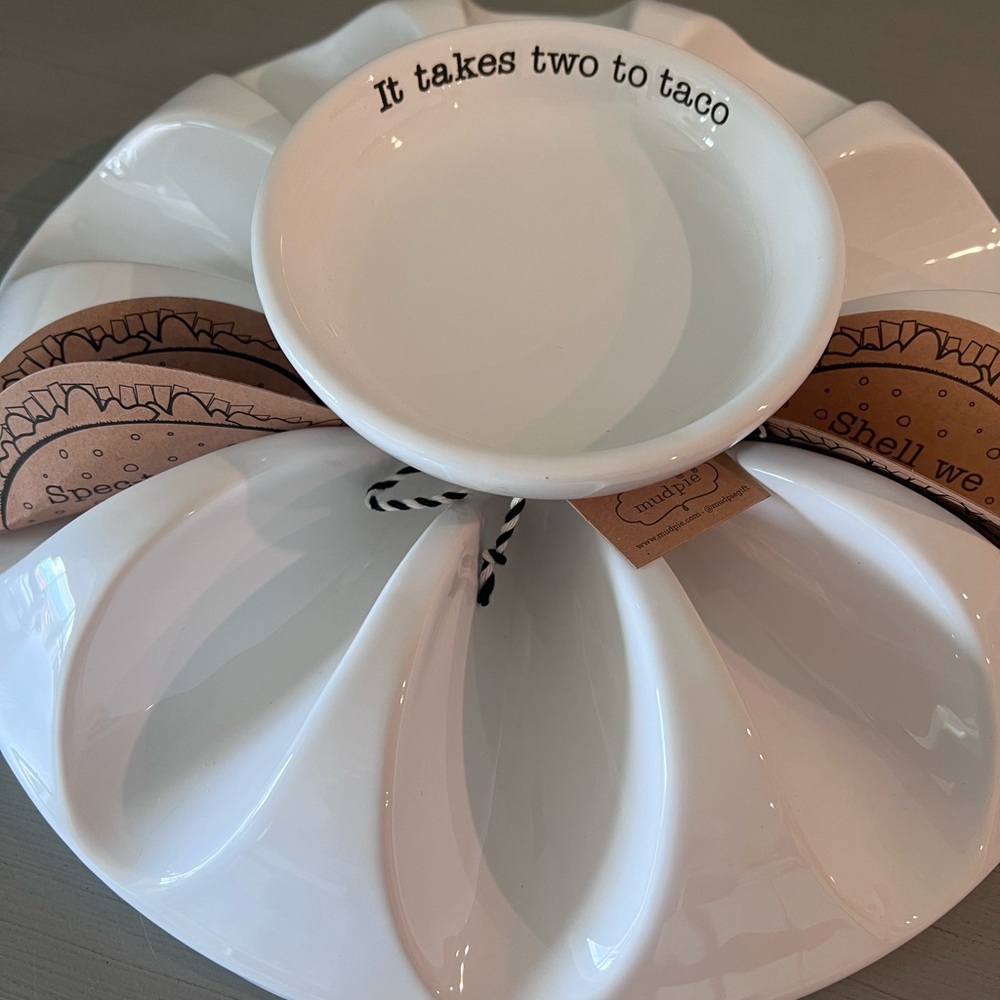 Mud Pie White Taco Shell Platter - Picture 5 of 8